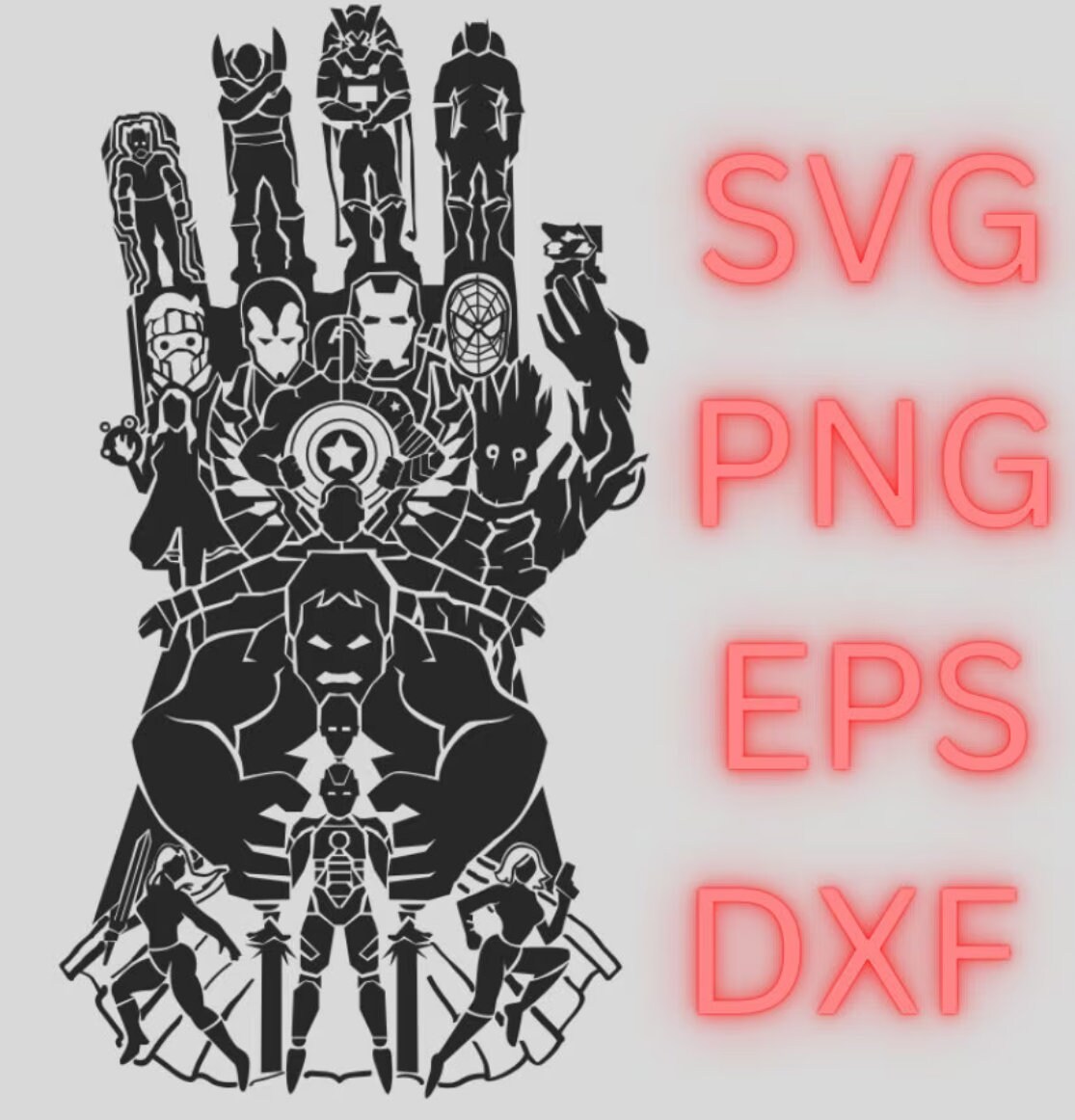 Clipart Vector Marvel SVG EPS Ai Vector t-Shirt cut plotter Marvel Infinity Gauntlet Avenger Svg Png Dxf Eps Cricut Glove