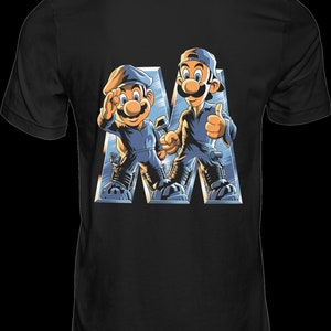 Premium T-Shirt Design, 300dpi PNG files, Mario t-Shirt Design, Bügelbild, DTF Druck, black shirt, bowser, super Mario digital, Mario Luigi