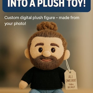 Dein persönliches Plüschfiguren-Bild – digital & individuell gestaltet nach deinem Foto, fertig in 24h! custom plush of yourself