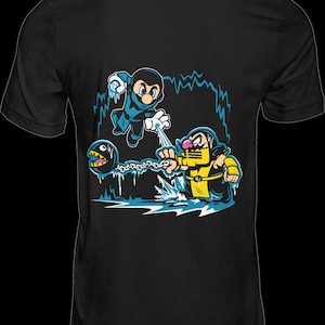 Premium T-Shirt Design, 300dpi PNG files, mortal kombat, scorpion t-Shirt Design, Bügelbild, DTF Druck, black shirt, sub Zero, super mario