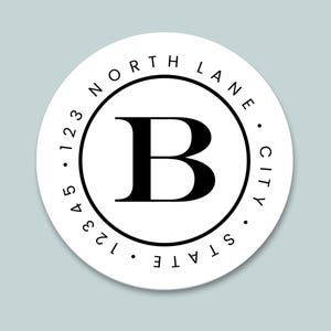 Personalized Round Address Labels: Block Initial Stickers