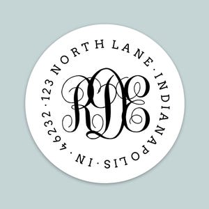 Personalized Monogram Address Labels: Classic Round Return Address Stickers