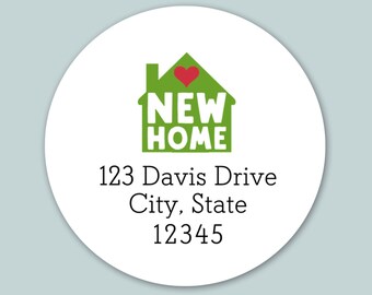 Custom Change of Address Stickers | Holiday House & Heart Design