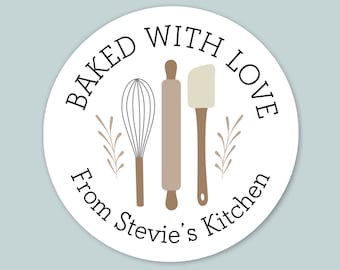 Pegatinas personalizadas para hornear en la cocina de estilo rústico: etiquetas de cocina personalizadas para delicias caseras