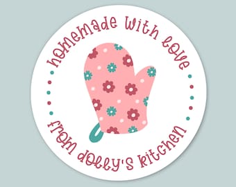 Pegatinas florales personalizadas para mitones: etiquetas de cocina personalizadas para delicias caseras