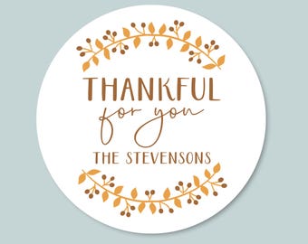 Pegatinas personalizadas de corona de otoño para regalo: etiquetas redondas personalizadas