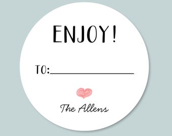 Pegatinas redondas de regalo con forma de corazón pintado personalizadas: Etiqueta de regalo personalizada para uso diario