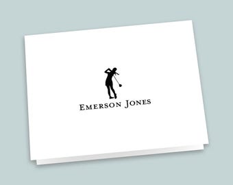 Tarjetas plegables personalizadas para golfistas: set de papelería personalizado para golfistas.