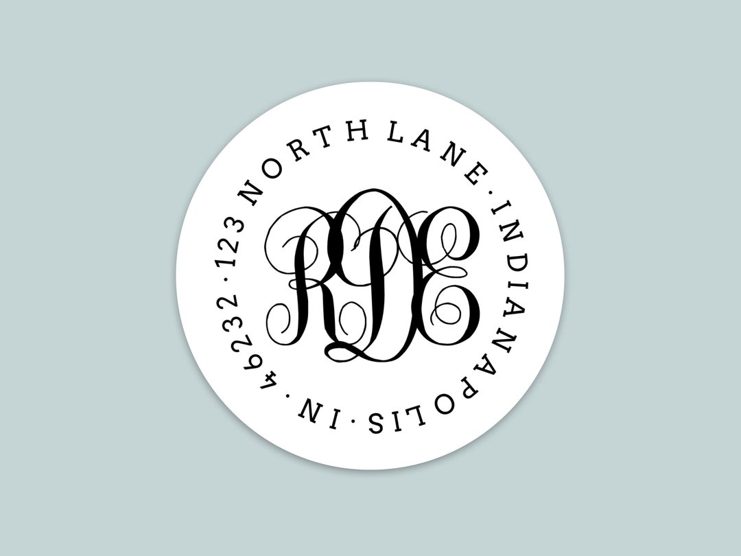 Personalized Round Return Address Label Classic Monogram Round Address