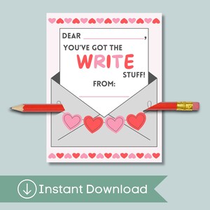 Valentinstag Sofortdownload | Valentinstagskarten für Kinder | Du hast das Zeug zum Schreiben | Druckbare Valentinstag | Valentinstag von Lehrerin