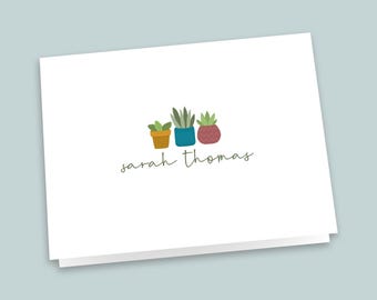 Tarjetas de notas plegables personalizadas / Plantas de interior Papelería personalizada / Notas de agradecimiento personalizadas