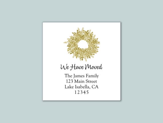 Personalized New Address Sticker: Rustic Wreath Moving Announcement