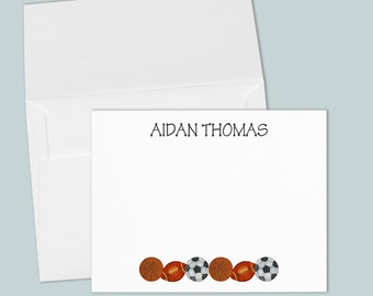 Personalized Sports Notecards for Kids | Soccer, Basketball, Football Notes | Gifts for Athletes | Thank You Notes for Boys