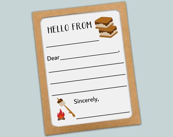 Kids Note Cards: S'mores Theme - Lined Fill-in Templates