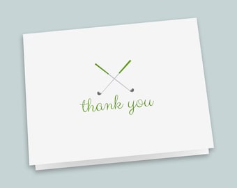 Folded Golf Note Cards: Classic Green Design - Boxed Set of 8 with Envelopes