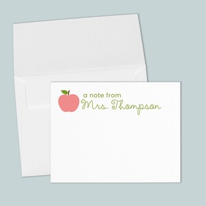 Personalized Teacher Notecards: Pink Apple Stationery