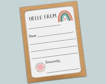 Kids Letter Templates: Boho Rainbow Design - Boxed Set of 12 Note Cards with Envelopes
