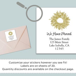 Personalized New Address Sticker: Rustic Wreath Moving Announcement image 3