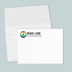 Personalized Rainbow Peace Sign Notecards: Custom Stationery