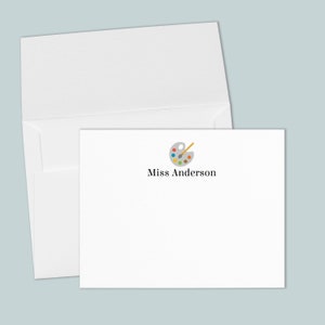 Personalized Art Teacher Notecards: Paint Palette Gift