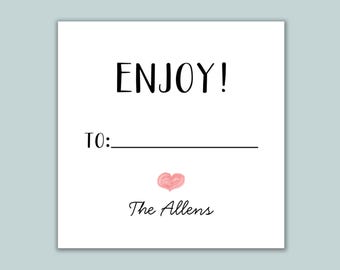 Pegatinas de regalo personalizadas con forma de corazón pintado: Etiqueta de regalo cuadrada personalizada