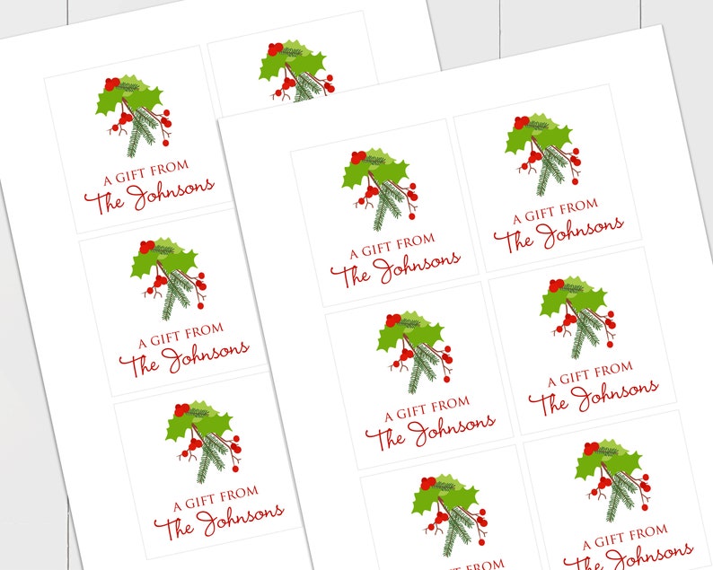Gift Label Christmas Holly Personalized Gift Sticker