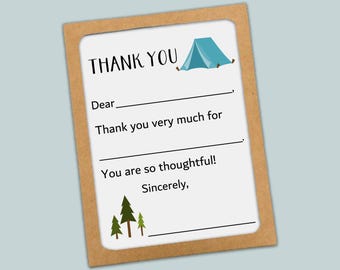 Kids Camping Fill-in Thank You Cards: Boxed Set of 12 (Note Cards with Envelopes)