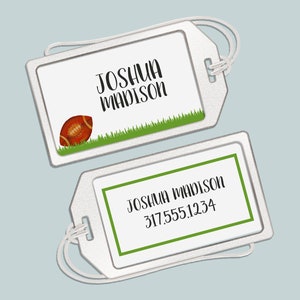 Personalized Football Luggage Tag: Durable Acrylic Bag Tag for Kids