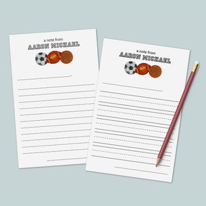 Personalized Lined Letter Writing Paper for Kids | Sports Stationery Set for Kids | Soccer, Football, Basketball Lined Letter Template