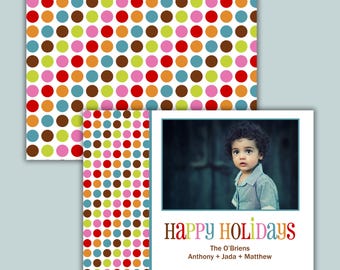 Custom Polka Dot Holiday Photo Card | Personalized Family Greeting (5"x7")