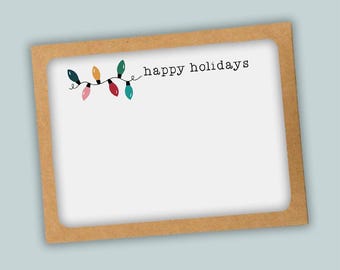 Hand-Drawn Holiday String Lights Note Cards (Boxed Set of 12)