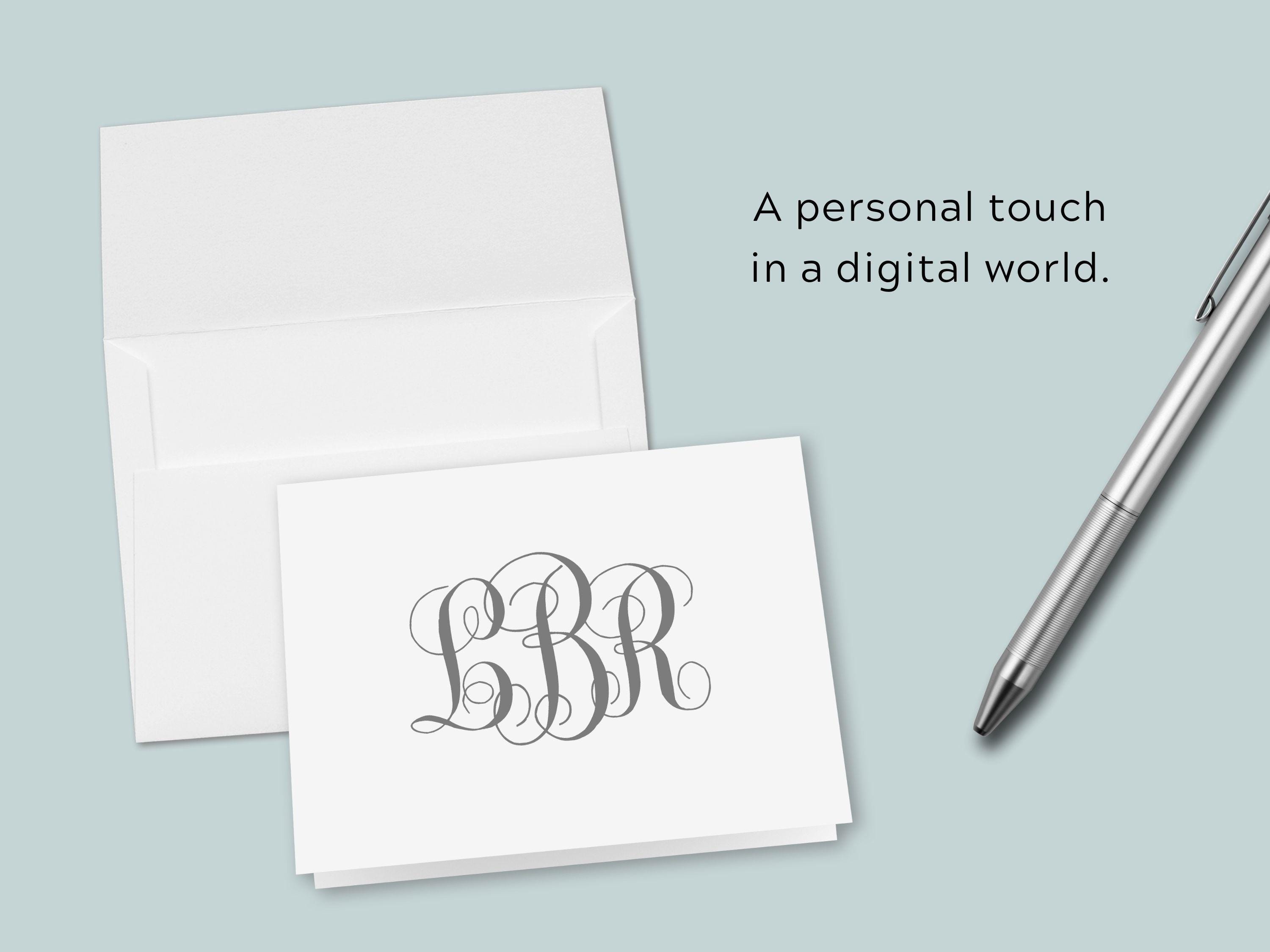 Personalized Folded Note Cards | Interlocking Monogram Custom ...