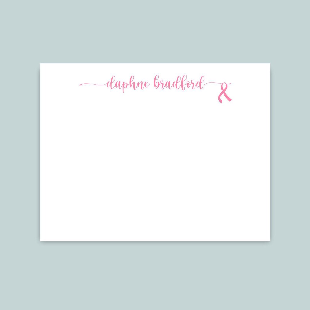 Pink Ribbon Notes Design Personalized Pink Ribbon Note Cards: Breast Cancer Awareness Stationery ...