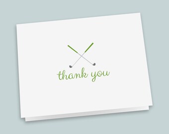 Folded Golf Note Cards: Classic Green Design - Boxed Set of 8 with Envelopes