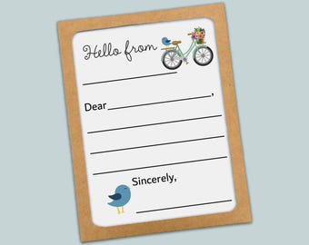 Kids Letter Cards: Bird Bike Templates, Boxed Set (12 Cards Envelopes)