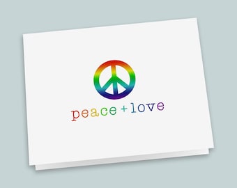 Rainbow Peace and Love Folded Note Cards (Boxed Set of 8 with Envelopes)