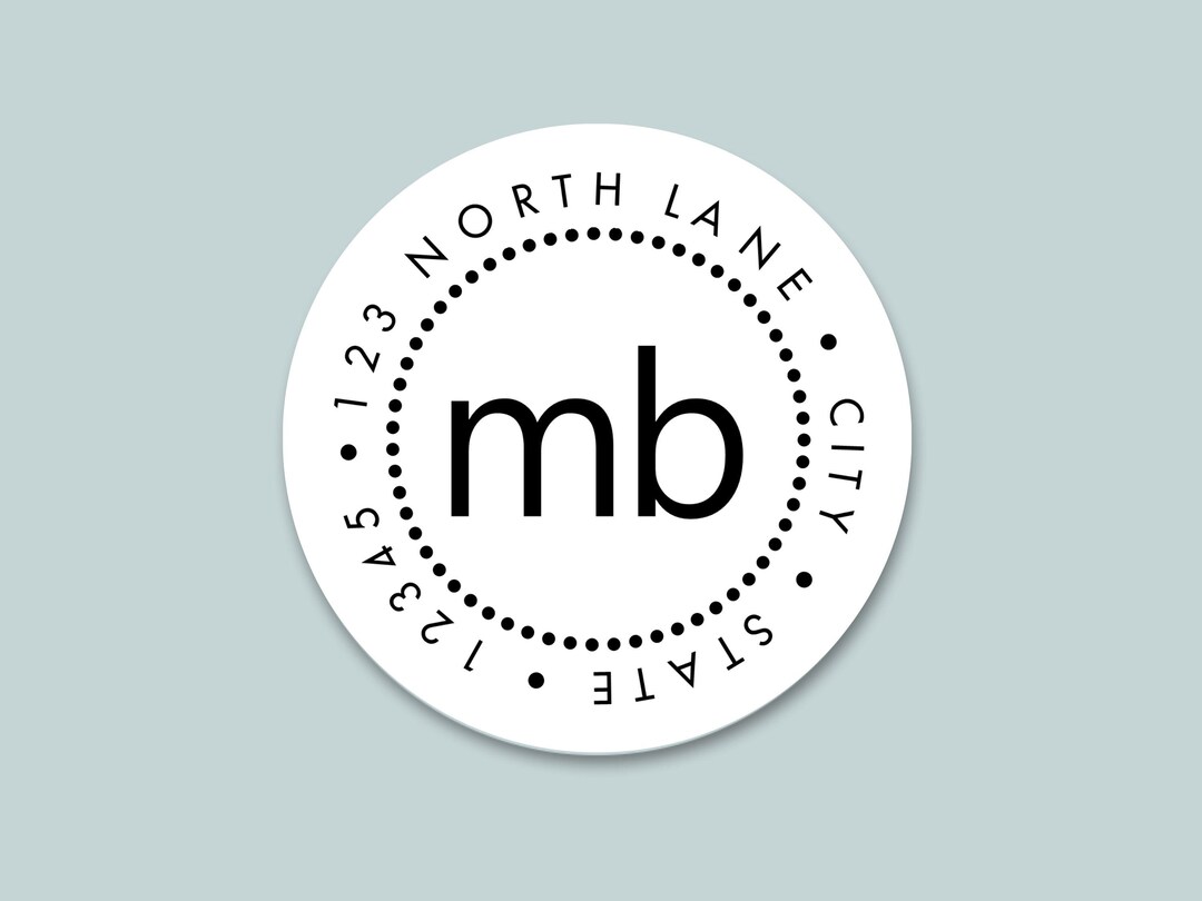 Personalized Round Address Labels: Modern Initial Stickers - Etsy