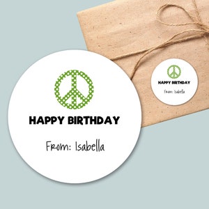 Personalized Peace Sign Birthday Gift Stickers