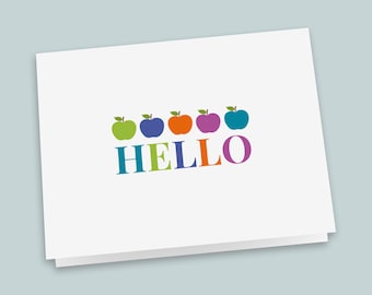 Teacher Note Cards: Colorful Apples - Boxed Set of 8 with Envelopes