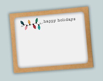Hand-Drawn Holiday String Lights Note Cards (Boxed Set of 12)