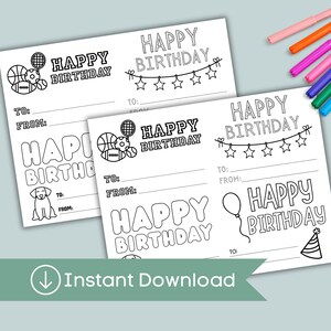 Carte d'anniversaire imprimable pour enfants | Carte d'anniversaire à téléchargement immédiat | de coloriage d'anniversaire sportif | Carte d'anniversaire DIY | Thème anniversaire garçon