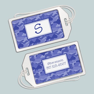 Personalized Blue Camouflage Acrylic Luggage Tag