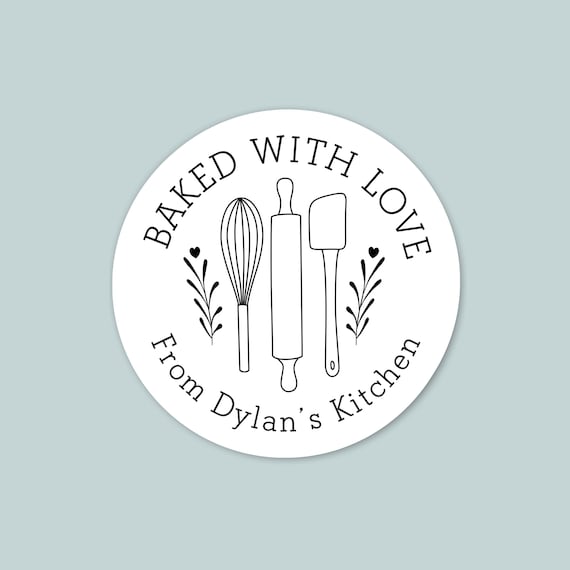 Personalized Simple Lines Baking Stickers: Custom Kitchen Labels for Homemade Treats