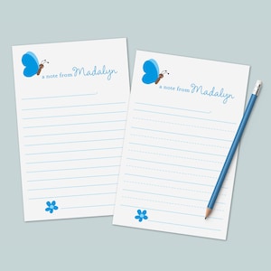 Personalized Butterfly Note Paper for Kids | Lined Letter Writing Paper | Stationery Set for Kids | Personalized Gift for Girls