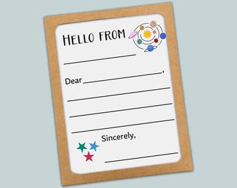 Kids Letter Templates: Outer Space Design - Lined Writing Cards