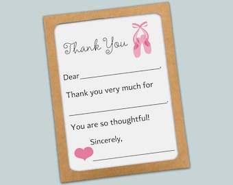 Kids Thank You Cards: Ballet Design - Fill-In Notes with Envelopes