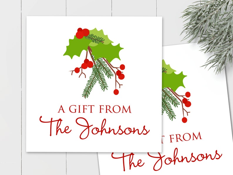 Gift Label Christmas Holly Personalized Gift Sticker