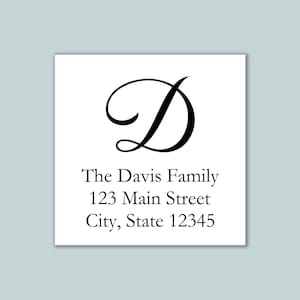 Personalized Return Address Labels: Script Initial Square Stickers