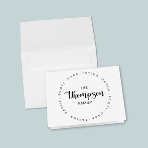 Personalized Family Stationery | Modern Calligraphy Family Note Cards | Custom Folded Thank You Notes | Personalized Family Names Gift