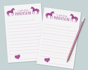 Personalized Lined Letter Writing Paper for Kids | Horse and Pony Stationery Set for Kids | Horse Lover Lined Letter Template
